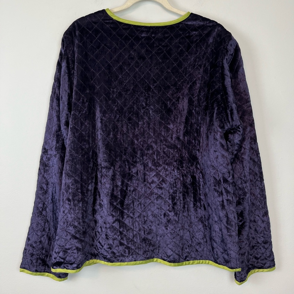 NWT Coldwater Creek Reversible Quilted Beads Embellished Silk Purple Large - Picture 5 of 16